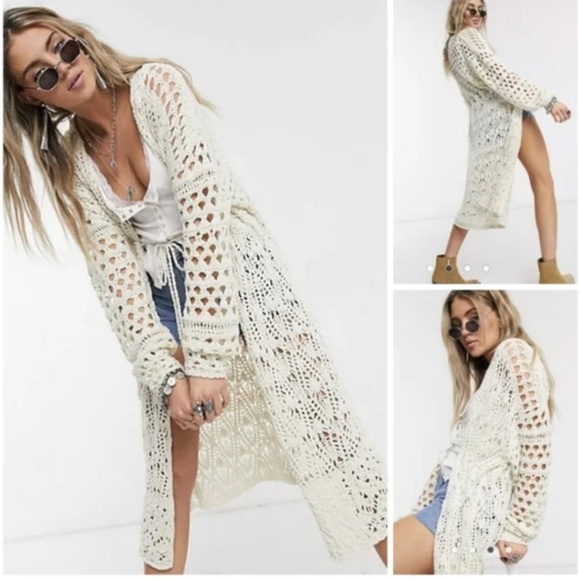 Free People Sweaters - Free people crochet duster sweet talker cardigan. NWOT.
